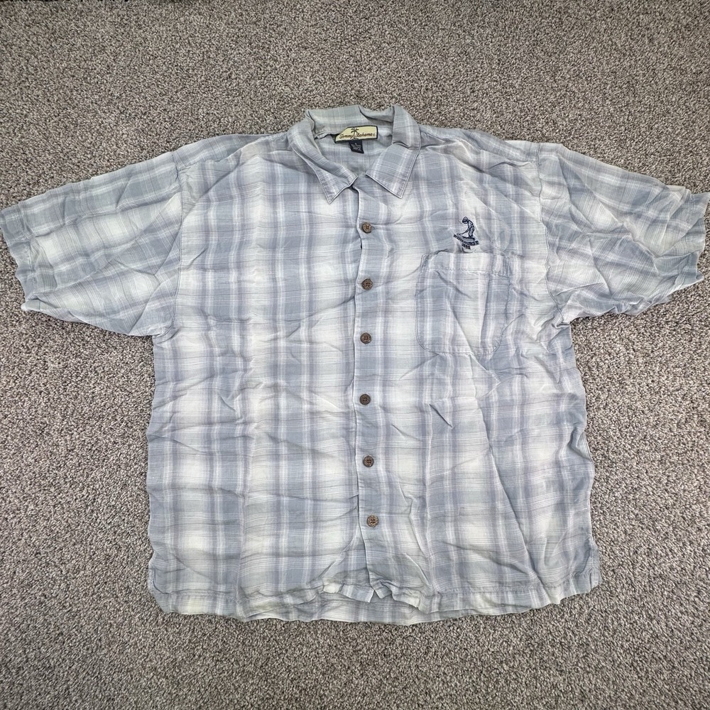 Tommy Bahama Shirt Mens XL Linen Tencel Pinehurst Golf Logo Relax Beach Button